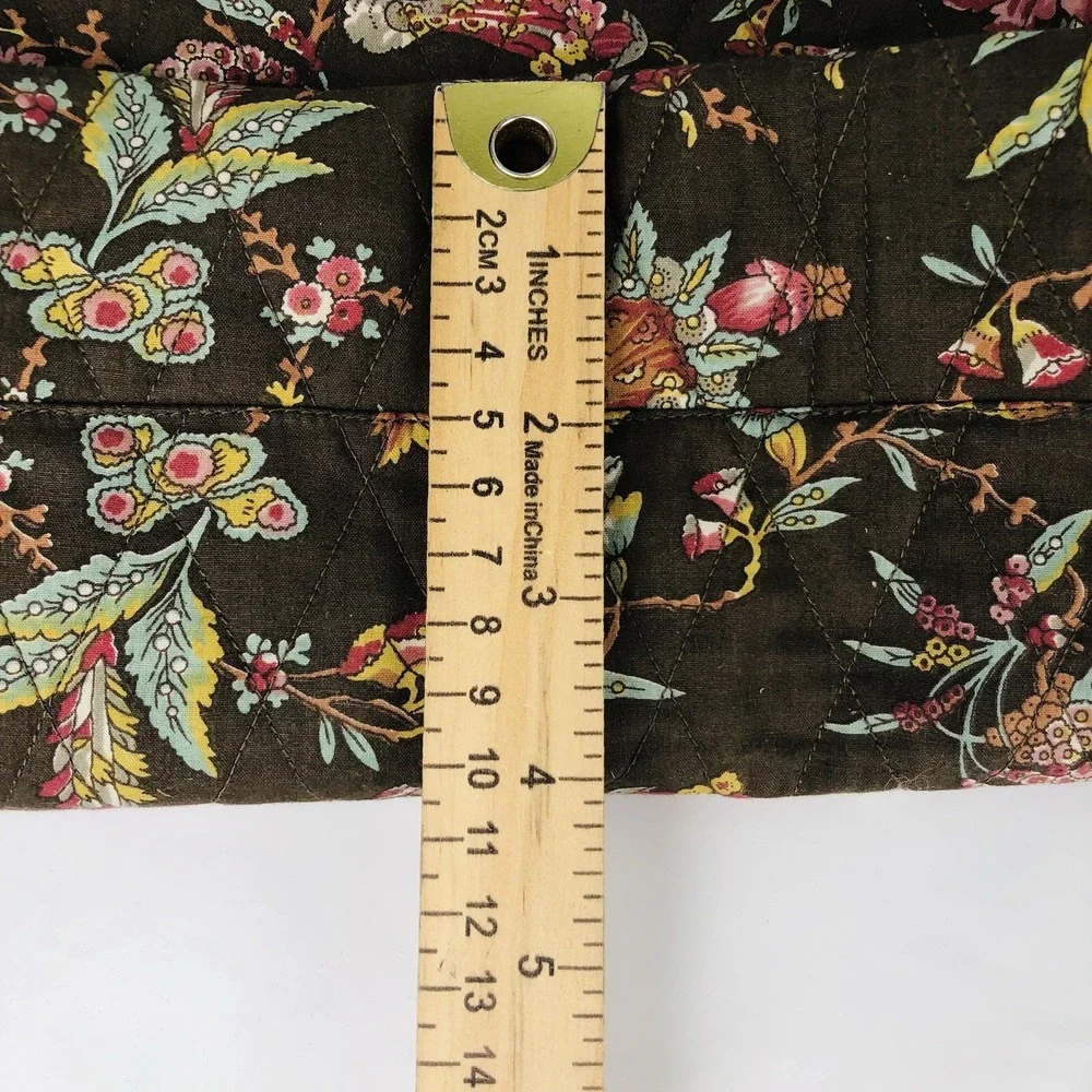 Garnet Hill 3-pc Quilted Toiletry Cosmetic Tote Purse Bag Brown Floral Set